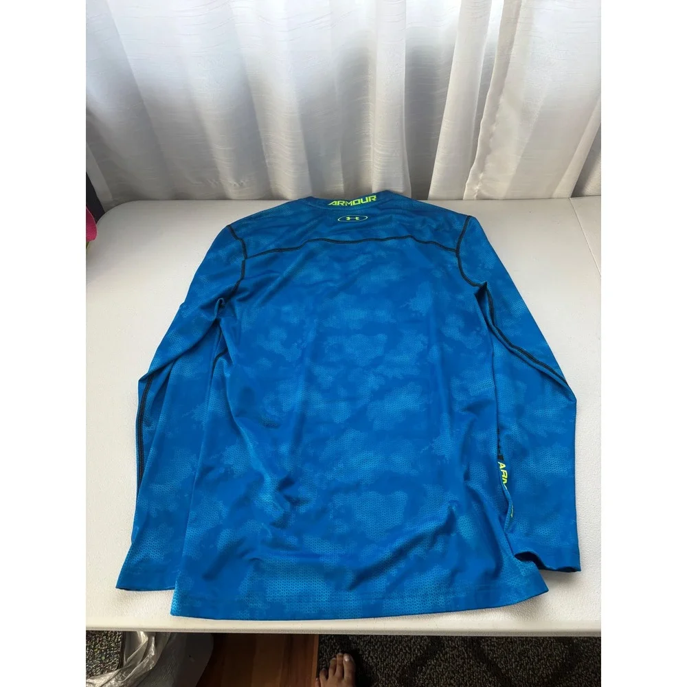 Under Armour Mens ColdGear Compression Shirt XL Blue‎ Digital Camo Long Sleeve